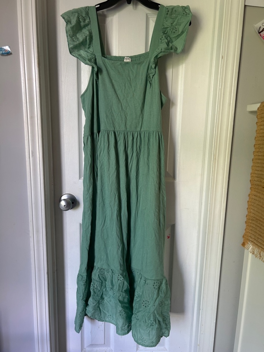 J. Crew Mint Green Ruffle Sleeve Midi Dress